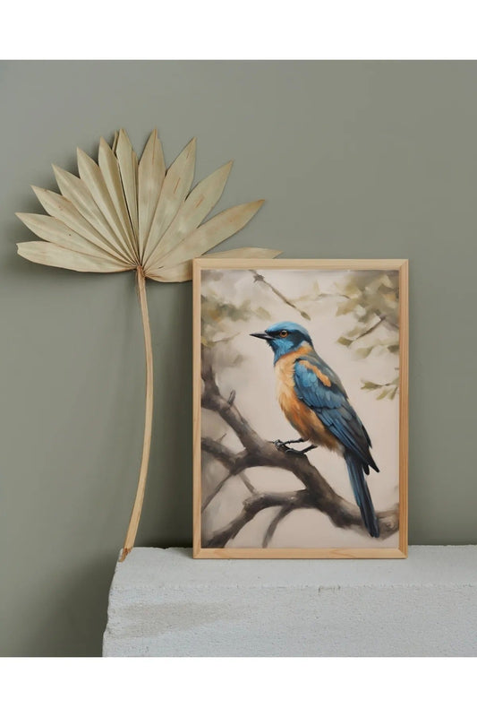 2'li Kuş ve Orman Gölü Manzarası Tablo Seti - Sonbahar/Doğa Temalı Salon Duvar Dekoru