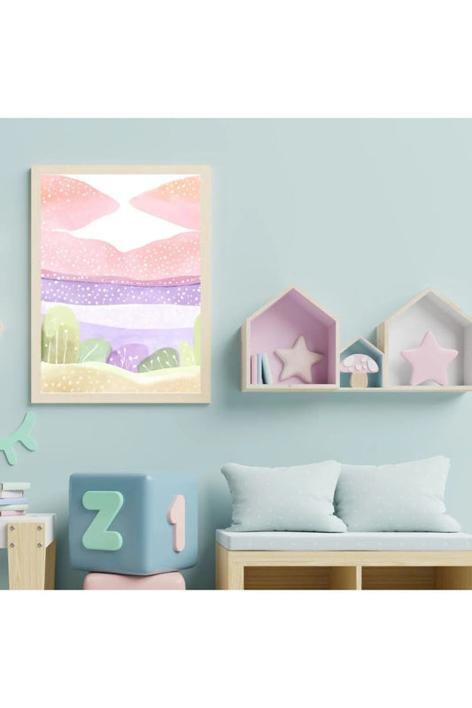 2'li Pastel Tonlarda Soyut Suluboya Çocuk Odası Tablo Seti - Minimalist Bebek Odası Duvar Dekoru