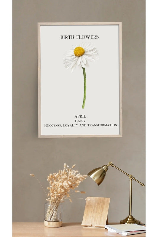 Nisan Ayı Doğum Çiçeği Papatya Temalı Tablo/Poster - Innocence Loyalty Transformation Temalı Kişisel Hediye