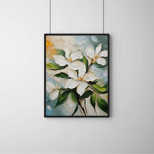 Yasemin Çiçeği posteri yüksek çözünürlüklü baskı ve yağlıboya doku detayı