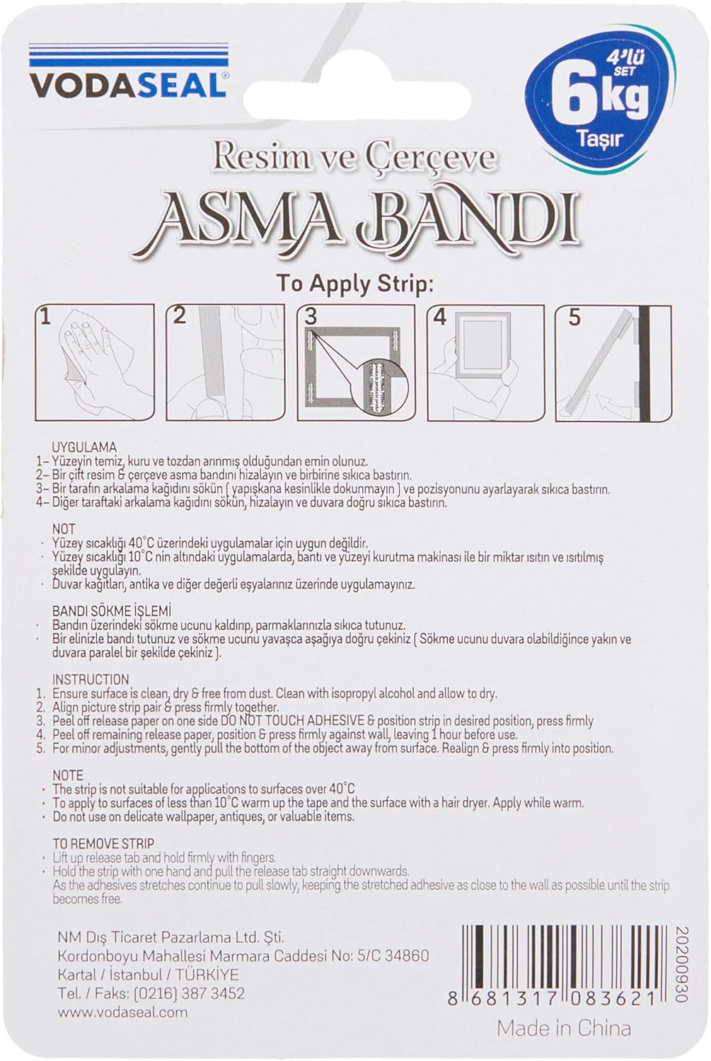 Sümer Art Profesyonel Çift Taraflı Montaj Bandı - Hasarsız Tablo ve Poster Askı Seti