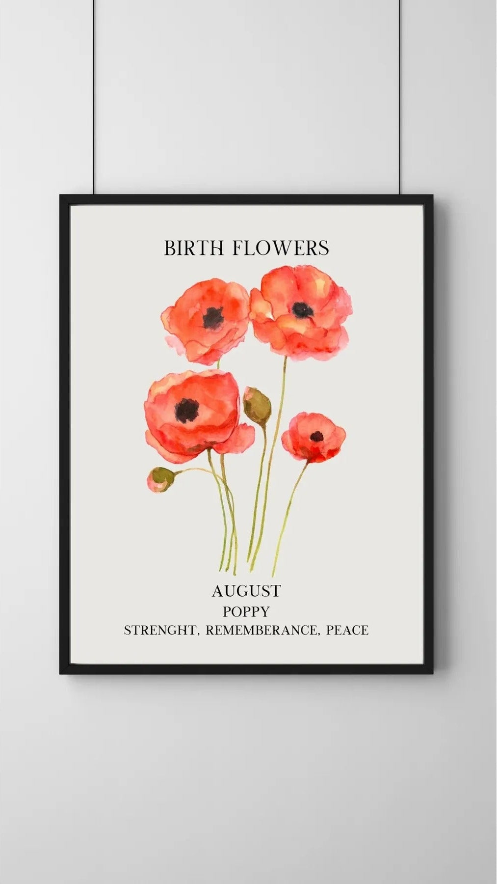 SÜMER Art Decoration Ağustos ayı doğum çiçeği gelincik (poppy) temalı sanatsal suluboya posteri ana görsel