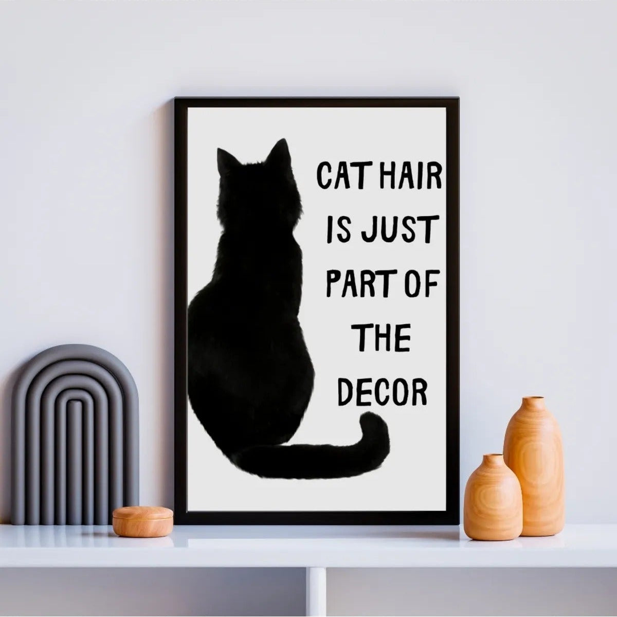SÜMER Art Decoration "Cat hair is just part of the decor" yazılı esprili kedi posteri ana görseli