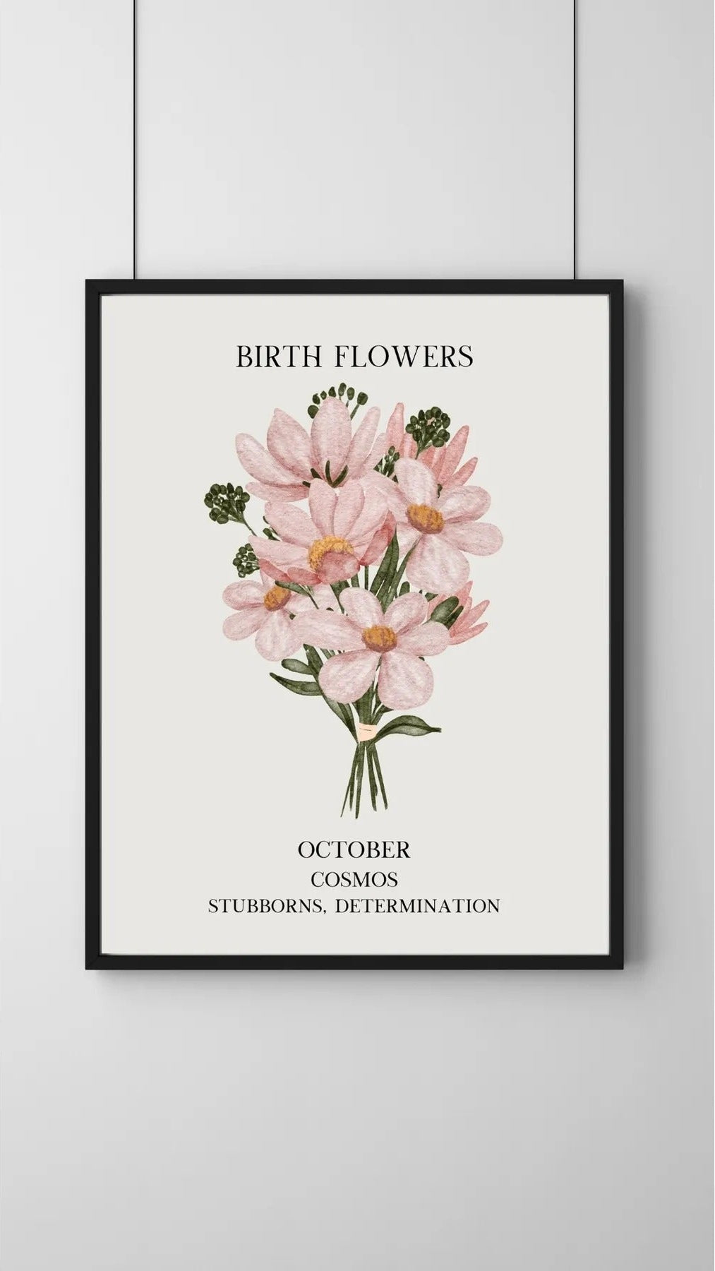 SÜMER Art Decoration Ekim ayı doğum çiçeği Cosmos (Kozmos) temalı sanatsal suluboya posteri ana görseli