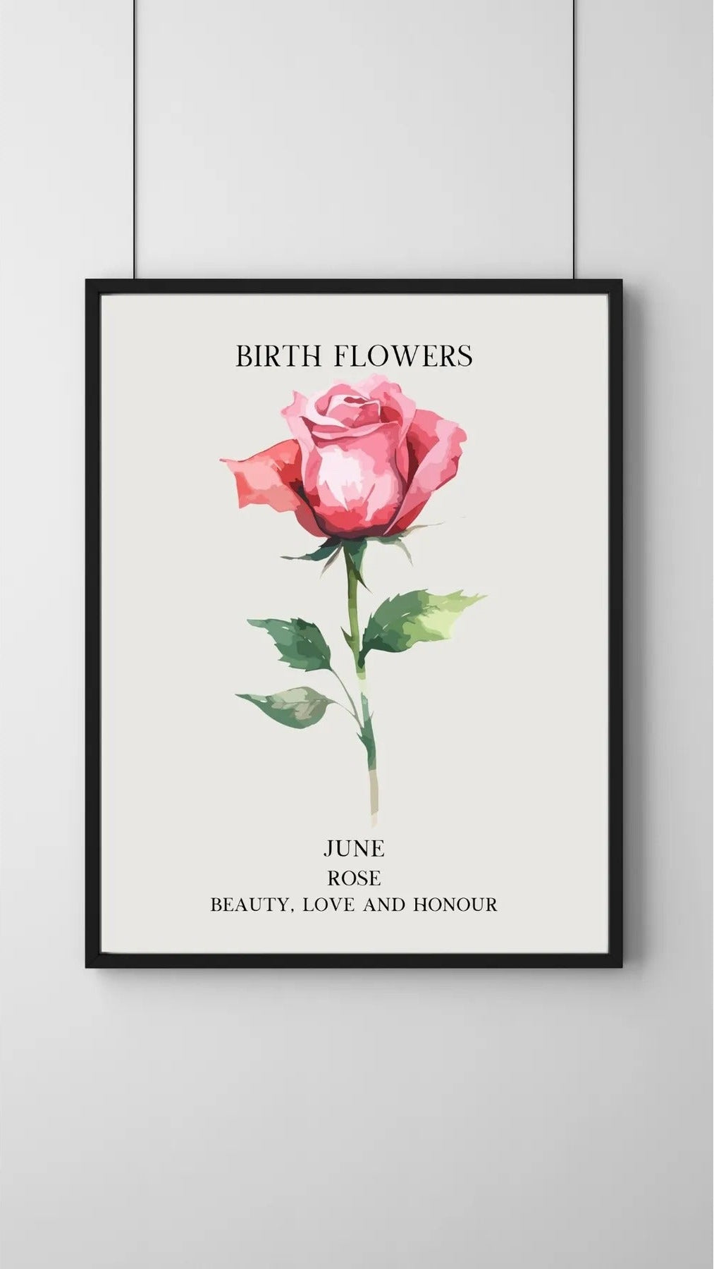 SÜMER Art Decoration Haziran ayı doğum çiçeği Rose (Gül) temalı sanatsal suluboya posteri ana görseli