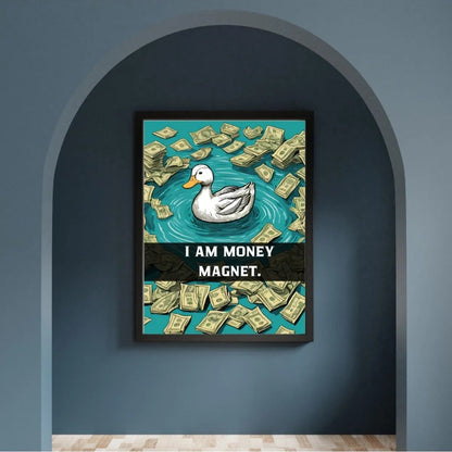 SÜMER Art Decoration "I Am Money Magnet" ördek figürlü manifest poster ana görseli