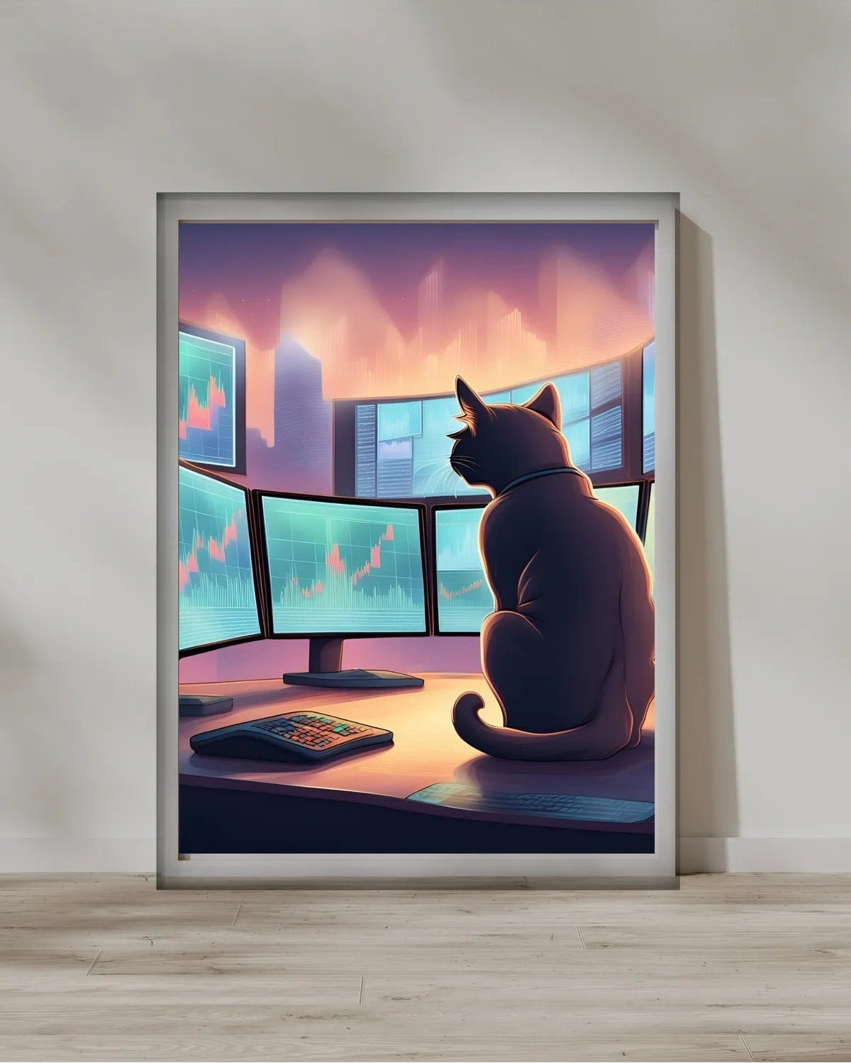 SÜMER Art Decoration illüstratif borsacı siyah kedi modern poster ana görseli