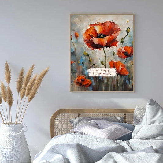 Sanatsal gelincik illüstrasyonu ve motivasyonel söz içeren poster detay çekimi