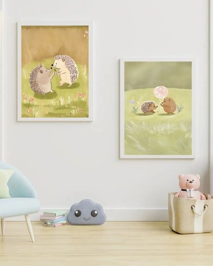 SÜMER Art Decoration 'Kirpi' çocuk ve bebek odası 2'li dekoratif tablo seti ana görseli