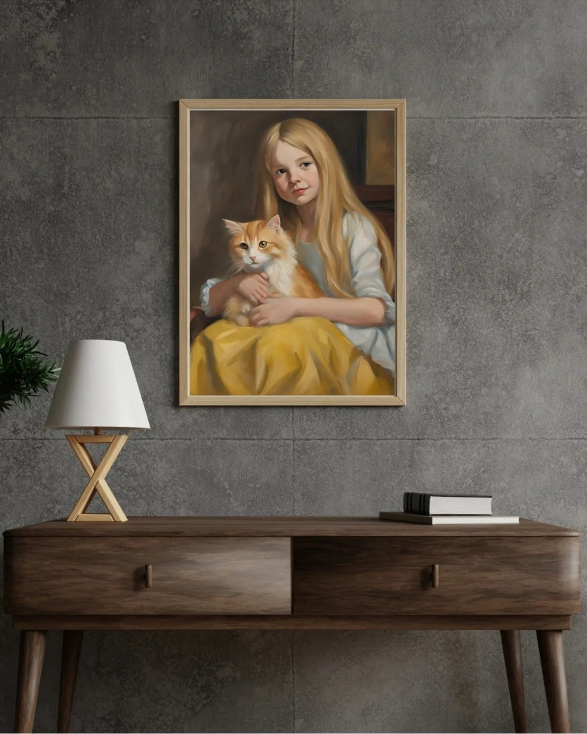 Klasik veya rustik çocuk odası dekorasyonu için sanatsal portre çerçeveli tablo kullanım örneği