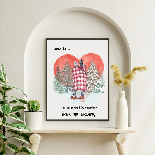 SÜMER Art Decoration "Love Is..." kişiselleştirilmiş isimli kış temalı poster tablo ana görseli