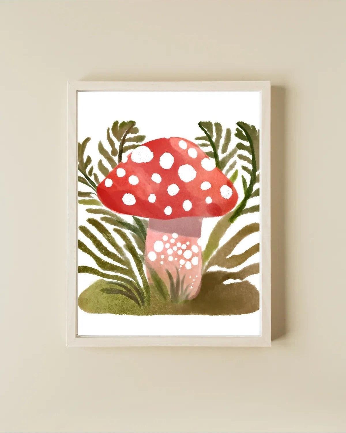 Modern bebek odası dekorasyonu için masalsı mantar temalı 2'li çerçeveli tablo kullanım örneği