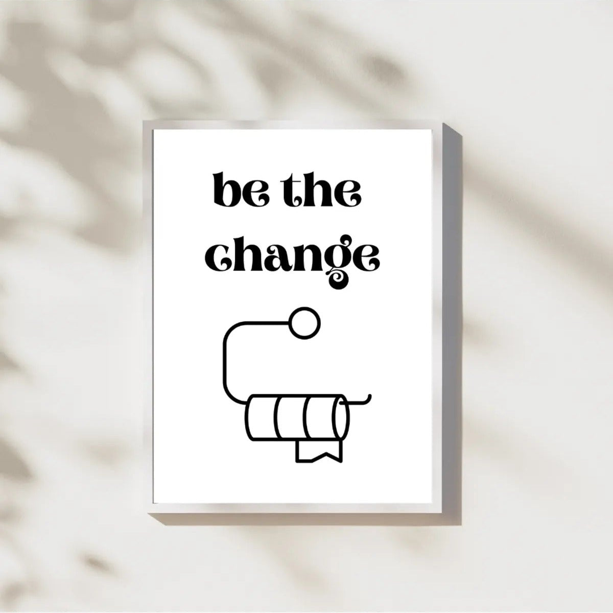 Biten tuvalet kağıdı rulosu illüstrasyonu ve modern tipografi yazı detay çekimi