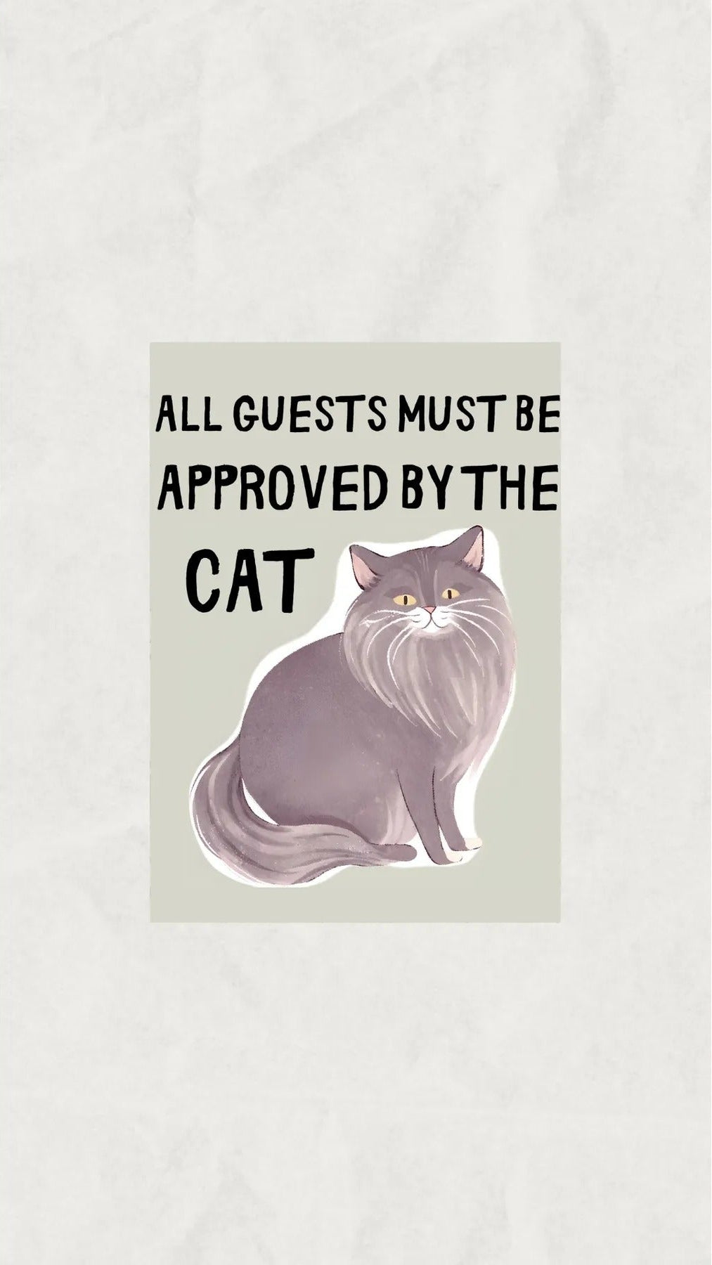 Modern giriş ve antre dekorasyonu için kedi temalı esprili çerçeveli poster kullanım örneği