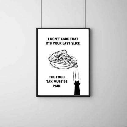 Modern mutfak dekorasyonu için kedi temalı esprili çerçeveli poster kullanım örneği