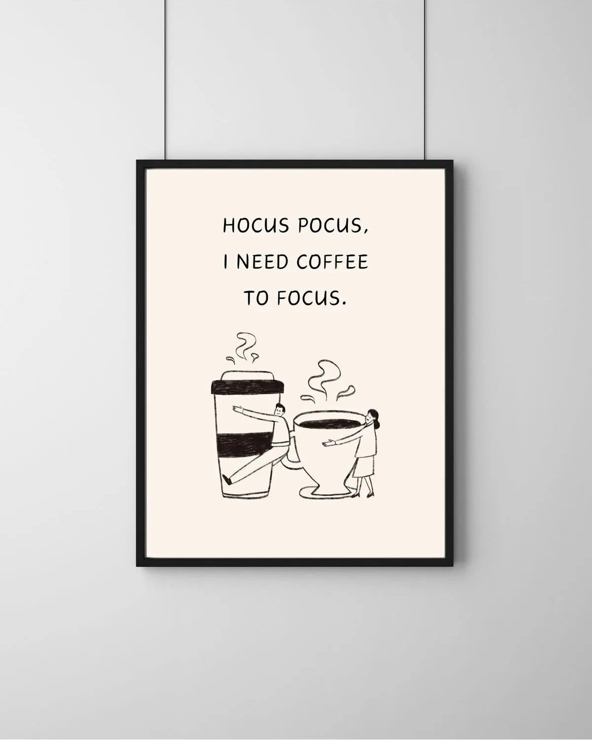 Modern bir çalışma odası veya home-office dekorasyonu için kahve temalı çerçeveli poster kullanım örneği