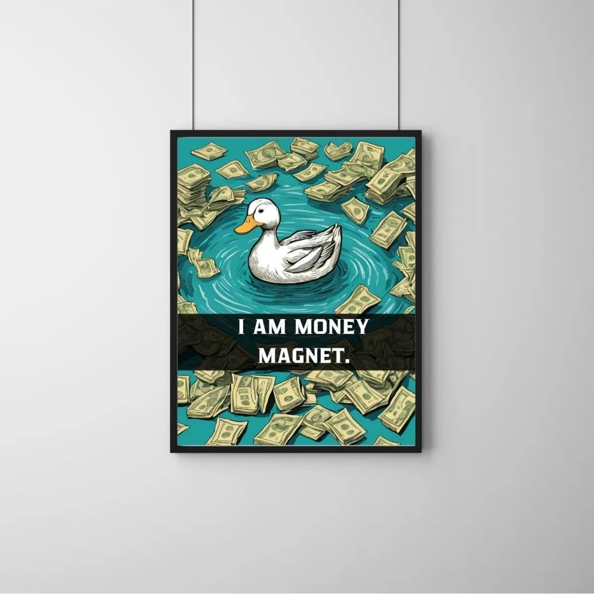 Modern ofis ve çalışma alanı dekorasyonu için manifest temalı çerçeveli poster kullanım örneği