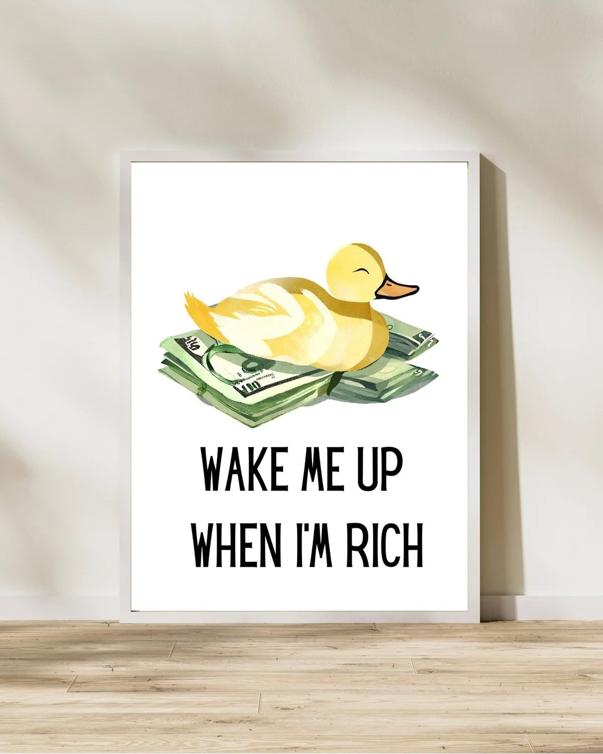 Modern ofis dekorasyonu için motivasyonel ve esprili çerçeveli tablo kullanım örneği