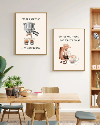 SÜMER Art Decoration espresso ve V60 temalı 2'li kahve poster seti ana görseli