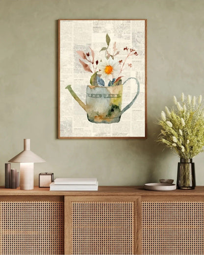 Klasik ve retro salon dekorasyonu için gazete desenli 2'li çerçeveli tablo kullanım örneği