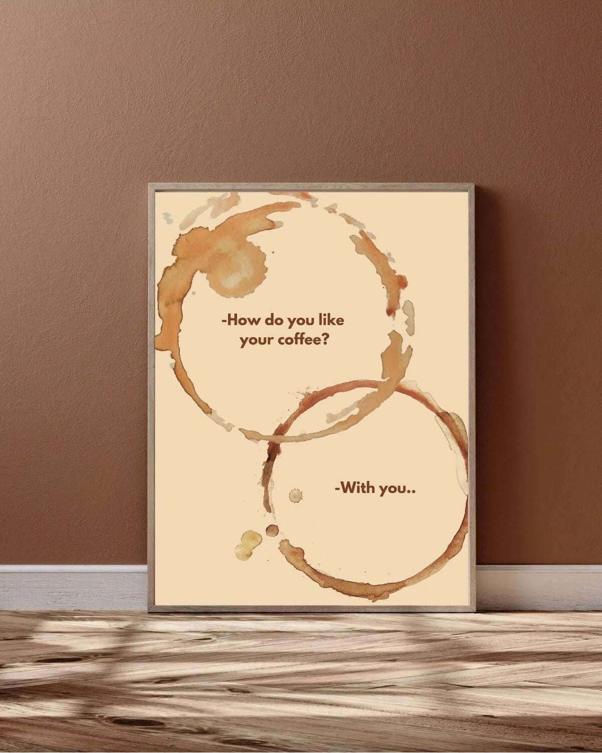 SÜMER Art Decoration "With you" yazılı romantik kahve halkası illüstrasyonlu poster ana görseli