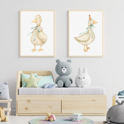 SÜMER Art Decoration 'Sevimli Ördekler' çocuk ve bebek odası 2'li dekoratif tablo seti ana görseli