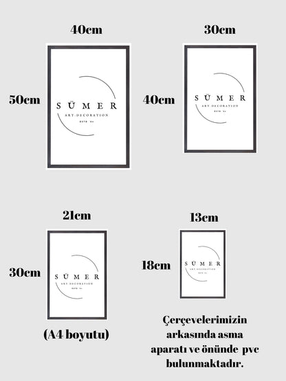 Sümer Art Modern Ahşap / Siyah / Beyaz Çerçeve – Minimalist İnce Tasarım (4 Farklı Boyut Seçeneği)