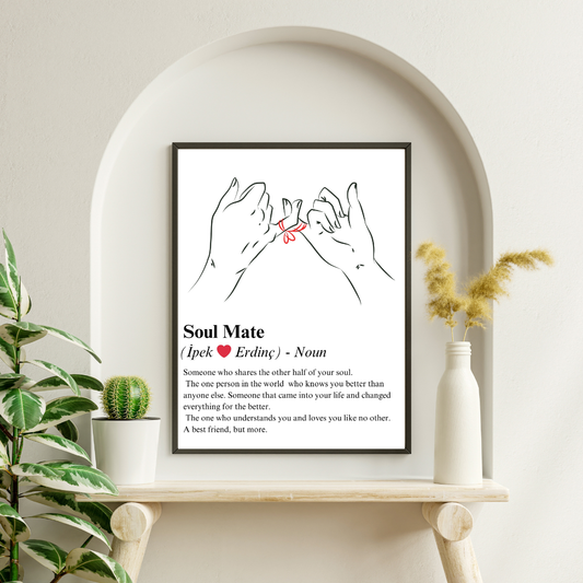 SÜMER Art Decoration "Soul Mate" kişiselleştirilmiş isimli minimalist line art tablo ana görseli
