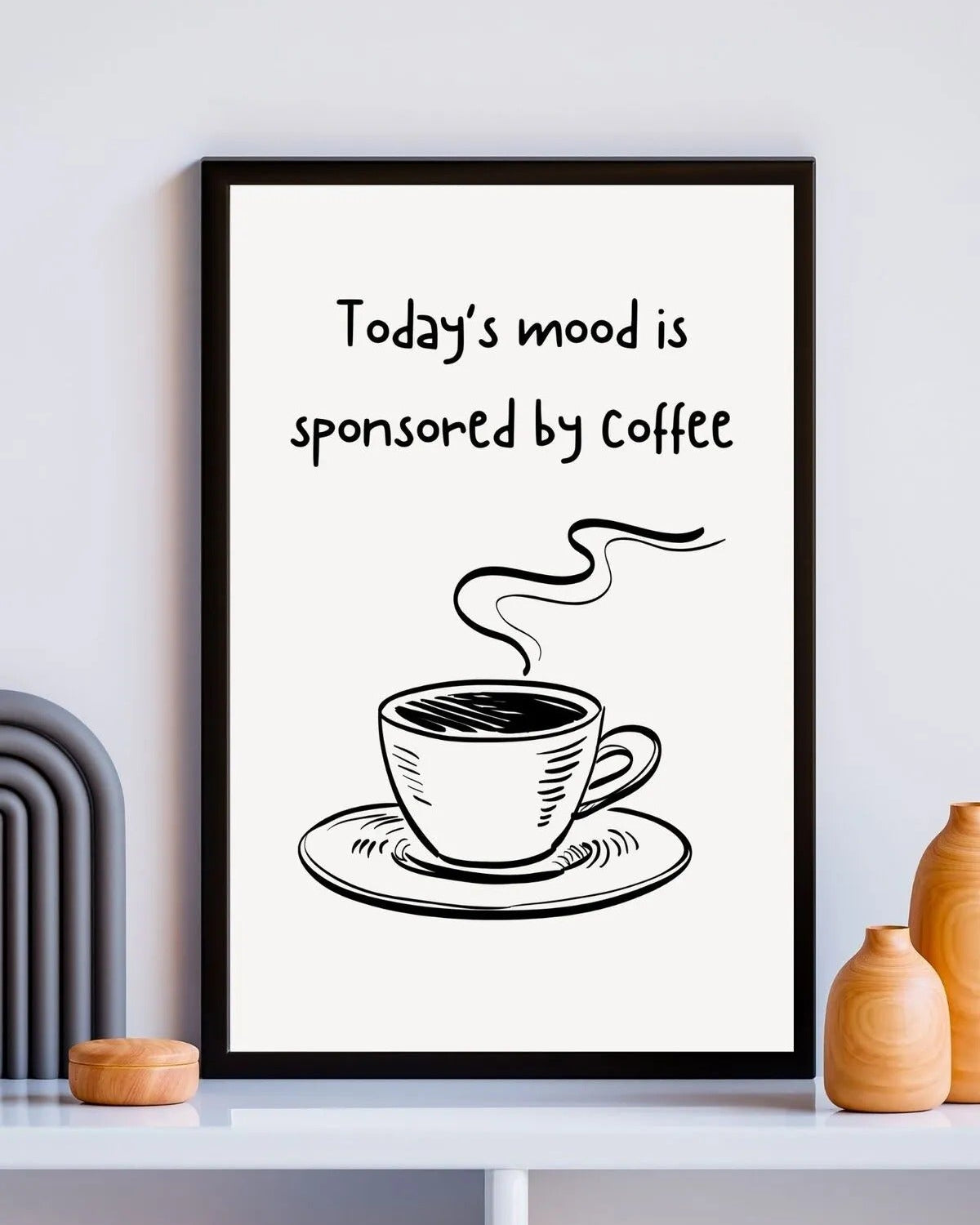 SÜMER Art Decoration "Today's mood is sponsored by Coffee" minimalist kahve posteri ana görseli