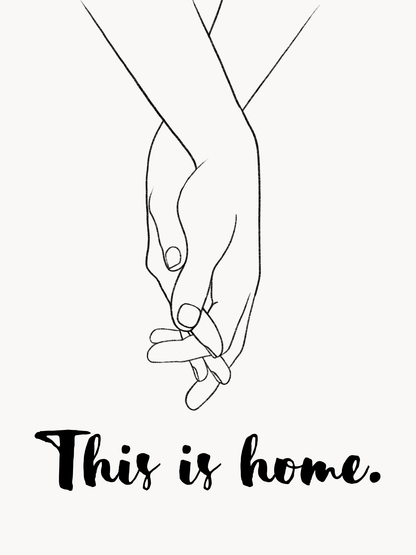 "This is Home" tablosu için sunulan ahşap, siyah ve beyaz çerçeve renklerinin yan yana karşılaştırmalı görünümü.