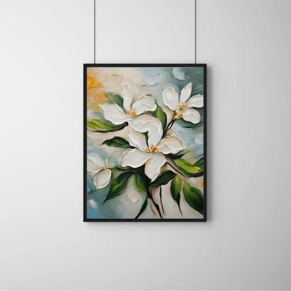 Yasemin Çiçeği posteri yüksek çözünürlüklü baskı ve yağlıboya doku detayı